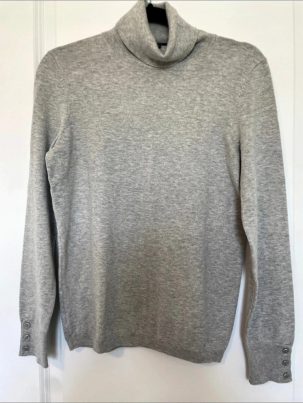 Talbots Button Cuff Turtleneck Sweater Gray Small